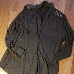 Zara army green soft top